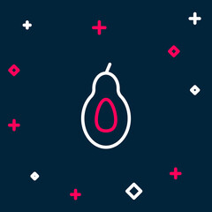 Line Avocado fruit icon isolated on blue background. Colorful outline concept. Vector