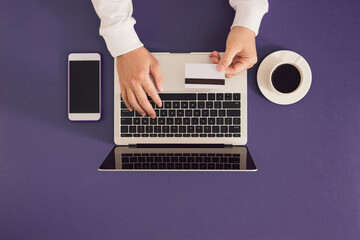 A woman is doing a online payment 