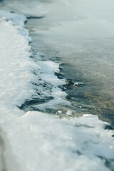Ice on the river near the shore