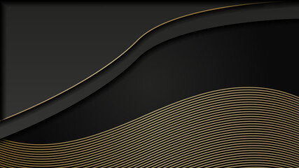 Abstract luxurious black gold background. Modern dark banner template vector with geometric shape patterns . Futuristic digital graphic design