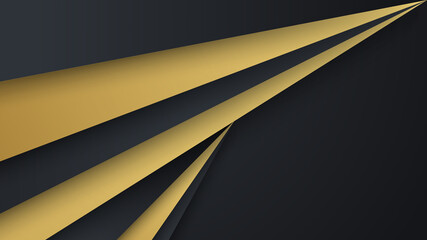 Modern abstract black background with gold line composition. Abstract gold on black metallic texture with simple design modern luxury futuristic background vector illustration for presentation design