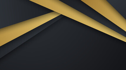 Modern abstract black background with gold line composition. Abstract gold on black metallic texture with simple design modern luxury futuristic background vector illustration for presentation design