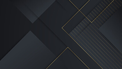 Black gold background overlap dimension abstract geometric modern. vector illustration. Elegant Abstract Geometric Shiny Luxury Black Gold Background For Wallpaper, Banner, Cover Or Presentation
