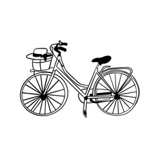 Fototapeta na wymiar Simple walking bike art illustration on white background