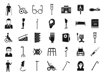 Obraz premium Handicapped medicine icons set, simple style