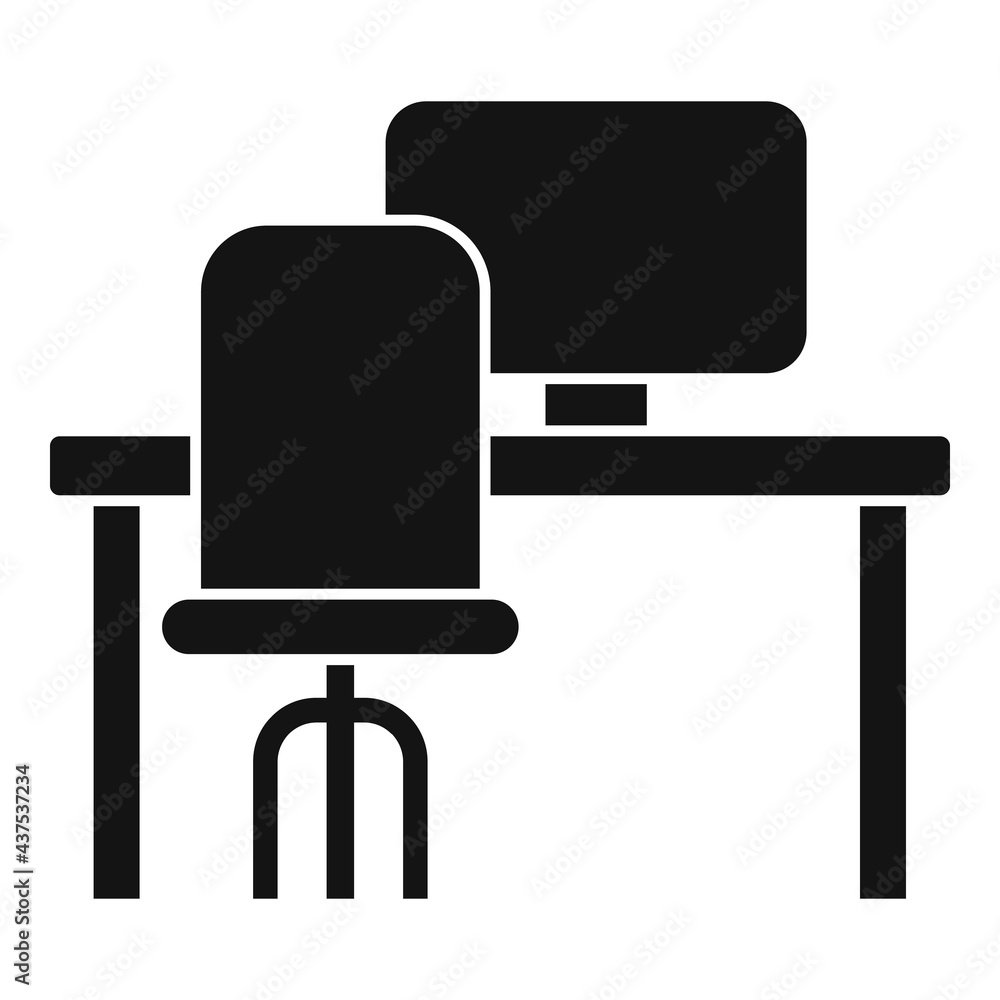 Poster computer workspace icon, simple style