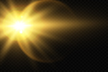 Glow isolated white transparent light effect set, lens flare, explosion, glitter, line, sun flash, spark and stars.