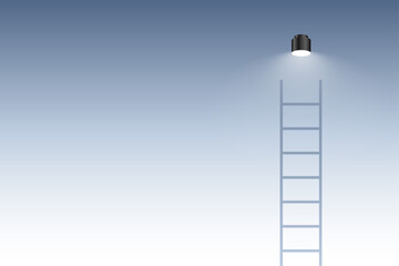 ladder stairway with light bulb concept background