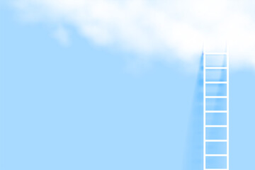 minimal ladder and realistic cloud background