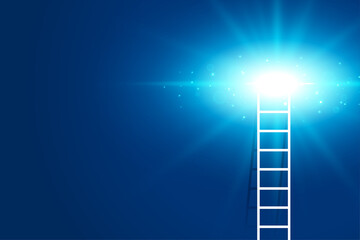 climbing ladder with glowing light background
