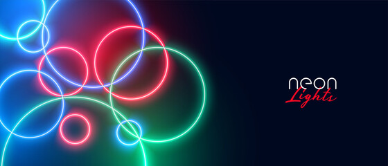 colorful circular neon lights banner
