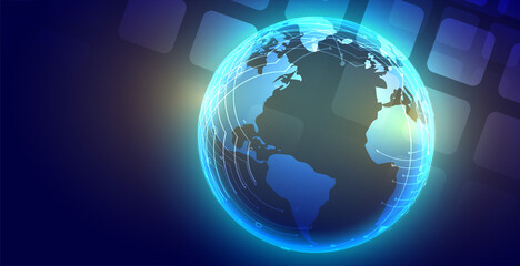 technology global glowing earth banner design