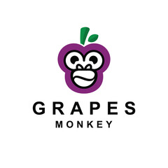 Double Meaning Logo Combination of Monkey and Grapes