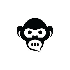 Double Meaning Logo Combination of Monkey and Chat Message