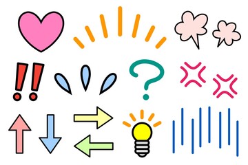 A set of marks expressing various emotions