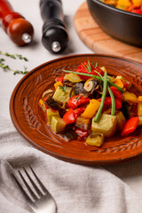 Hot ratatouille on a plate