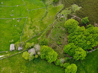 Pasiega Mountains in the north of Spain from a Drone view
