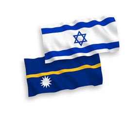 Flags of Republic of Nauru and Israel on a white background