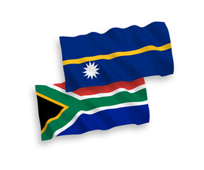 Flags of Republic of Nauru and Republic of South Africa on a white background