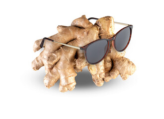  ginger wearing sunglasses isolated on white background with​ cutout and​ clipping​ path​
