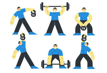 vector illustration sports theme exercise with kettlebell