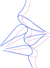 Original line hand draw illustration of a kiss. Design for tattoo, print, postcards. World Kiss Day.