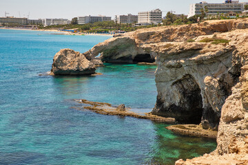 Obraz premium Ayia Napa rocky coastline seafront, Cyprus.