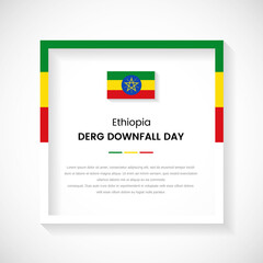 Abstract Ethiopia flag square frame stock illustration. Creative country frame with text for derg downfall day of Ethiopia