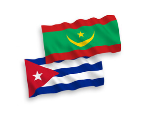 Flags of Islamic Republic of Mauritania and Cuba on a white background