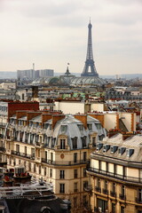 Fototapeta na wymiar Eiffel tower over the roofs