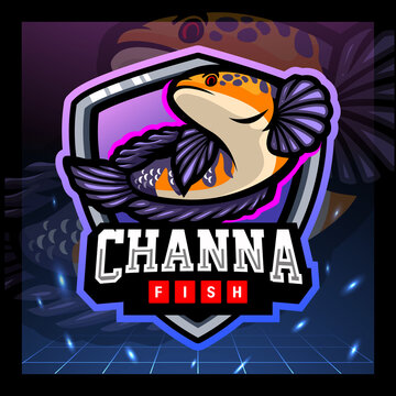 Channa marulius fish mascot. esport logo design