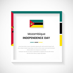 Abstract Mozambique flag square frame stock illustration. Creative country frame with text for Independence day of Mozambique - obrazy, fototapety, plakaty