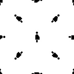 Seamless pattern of repeated black pregnant woman symbols. Elements are evenly spaced and some are rotated. Vector illustration on white background