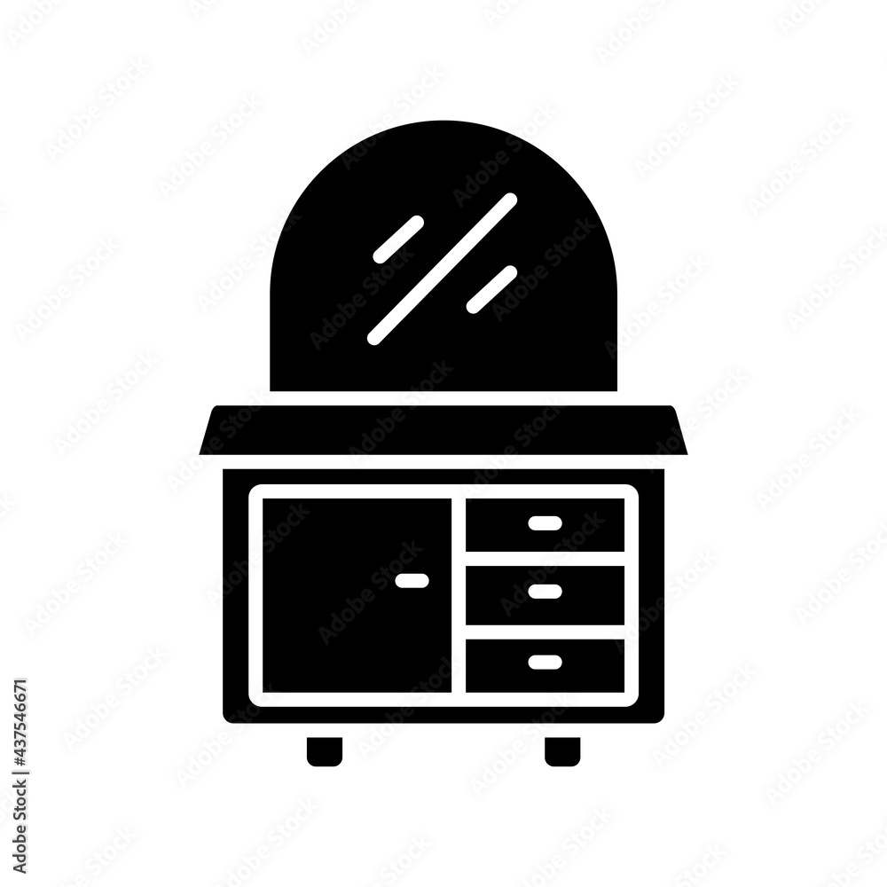 Poster mirror table design. glyph icon style. simple illustration. editable stroke. design template vector