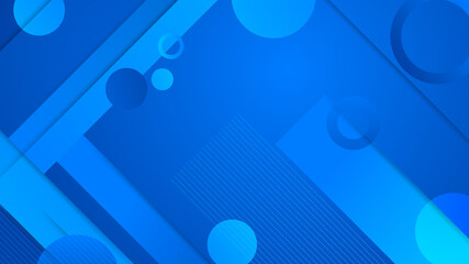 Blue geometric shapes overlapped on background with shadow striped lines and glitter. Luxury and elegant. Abstract template vector design. Design for presentation, banner, cover