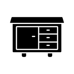 Cupboard design. Glyph icon style. simple illustration. Editable stroke. Design template vector