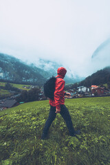 Fototapeta na wymiar Nautre Switzerland foggy moody weather rainy hike outdoor adventure hiking travel tavelling