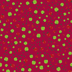Beautiful apple patern in red. Vector image.