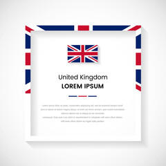 Abstract UK flag square frame stock illustration. Creative country frame with text for National day of United Kingdom