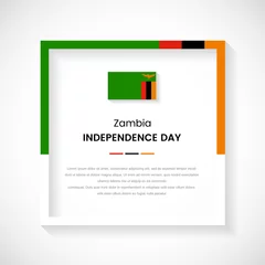 Foto op Aluminium Abstract Zambia flag square frame stock illustration. Creative country frame with text for Independence day of Zambia © Akshay