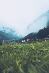 Fototapeta premium Nautre Switzerland foggy moody weather rainy hike outdoor adventure hiking travel tavelling