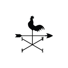 rooster compass weather vane weathercock wind village farm old symbol sign logo design vector
