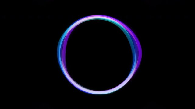 Smoky circle waving frame animation, liquid effect with copy space on a black background