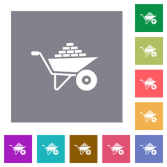 Packed wheelbarrow square flat icons