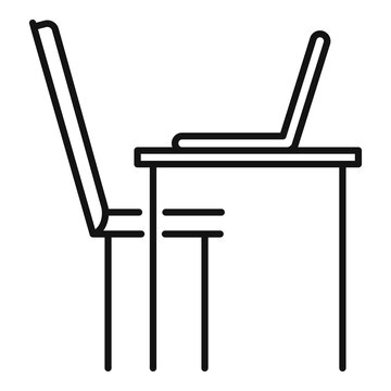 Home Office Laptop Work Icon, Outline Style