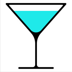 glass for martini or vodka or other cocktail. vector illustration, flat style, sign, icon