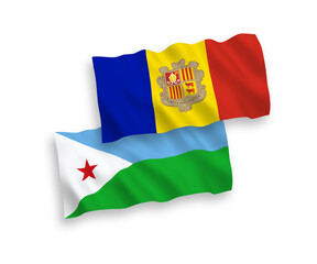 Fototapeta premium Flags of Republic of Djibouti and Andorra on a white background