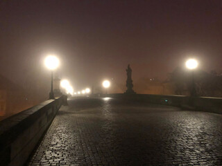 Super foggy night on the Charles Bridge 