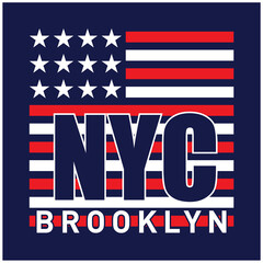 New York city typography, t-shirt graphics, vectors, america flag