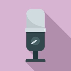 Podcast microphone icon, flat style